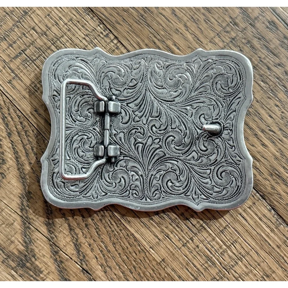 Blazin Roxx Scrolling Cross Filigree Western Belt Buckle Antique Silver